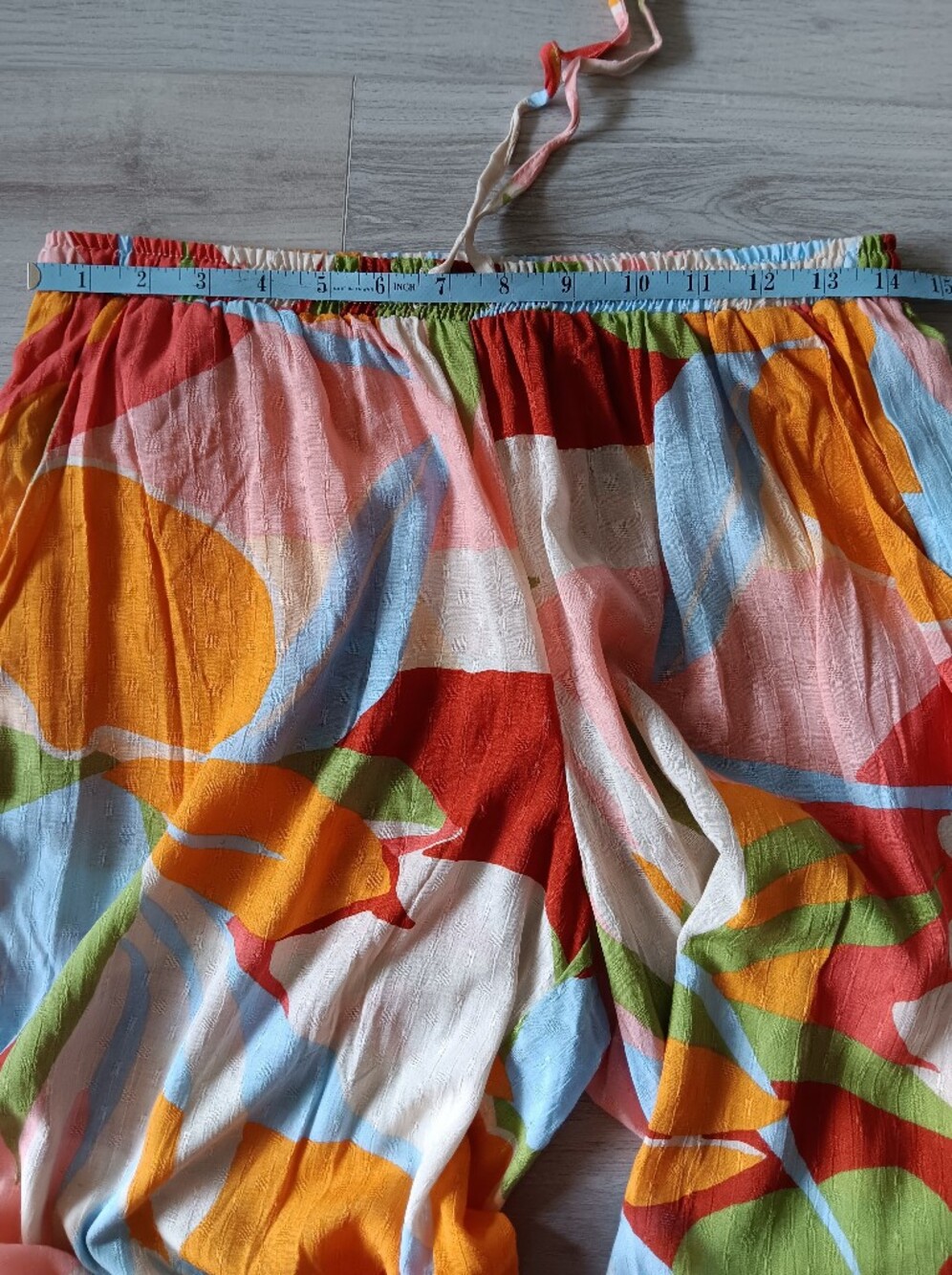 Christian Siriano NY Wide-Leg Pants Large Floral Pattern Orange Green Pink Small - Picture 10 of 16